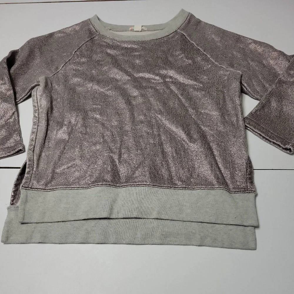 CrewCuts Sweater Girl 12 Grey Crew Neck 100 Cotton Sweatshirt High Low Split Hem - Picture 1 of 12